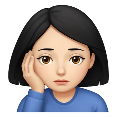 Tired overwhelmed mama black hair dark brown eye black hair  sticker