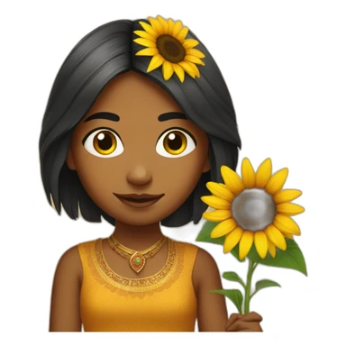 Indian girl with sunflower sticker