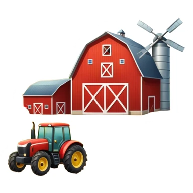 farm with barn, tractor, and crops sticker