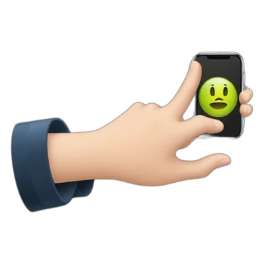 Hand holding iphone with clock on screen sticker