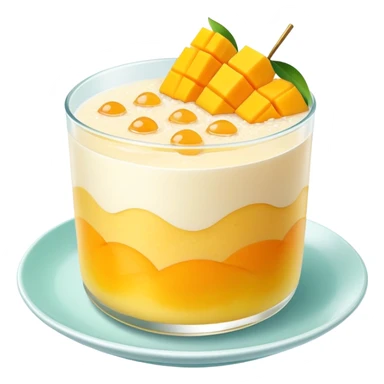 Hong Kong mango pomelo sago dessert with soft pastel colors sticker