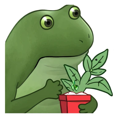A frog holding a Christmas cactus  sticker