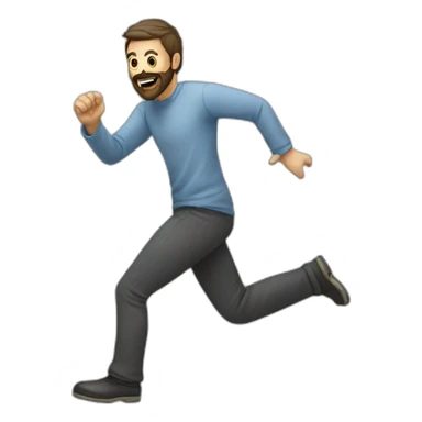 man with beard kicking virus sticker
