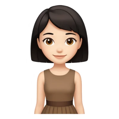 Gadis cantik, lucu, rambut pendek warna hitam, baju coklat aesthetic  sticker