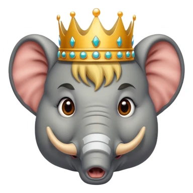 face of donald trump wearing a crown between an elephant face and a donkey face sticker
