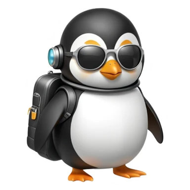 penguin with a jetpack and sunglasses sticker