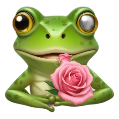 Frog with a rose in mouth sticker