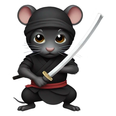 ninja black skin rat with katana sticker