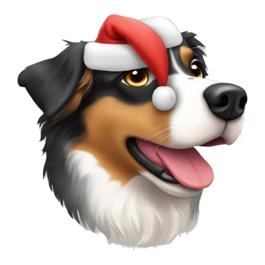 Australian Shepard wearing Santa hat sticker