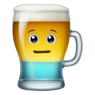 half-empty glass of beer with handle sticker