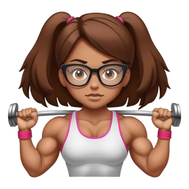 girl with brown hair and glasses powerlifting on steroids sticker
