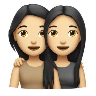 A lesbian couple with white skin and long black hair hugging intimately with their eyes closed sticker