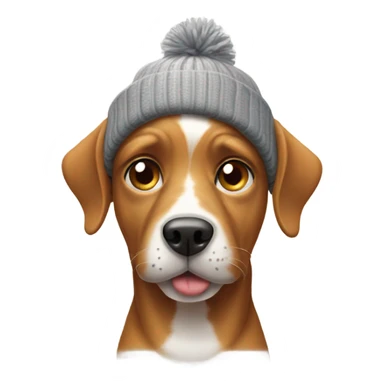 Dog with eye spot and grill wearing a beanie sticker