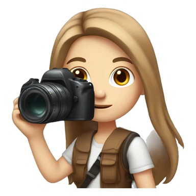 cute white girl with long brown hair and camera in her hands sticker