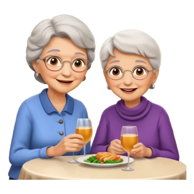 conversación dentro de un restaurant  dos personas y una de las persoans sea una abuela sticker