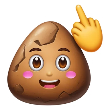 artists polishing a poop emoji rock gem sticker