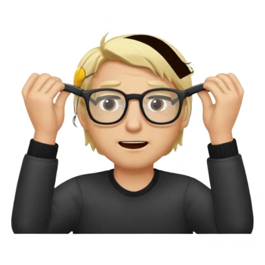 Man pulling hair out with glasses and blonde sticker