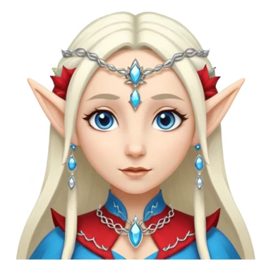elf princess with pointy ears, white skin, silverblond hair with jewellery, blue eyes sticker