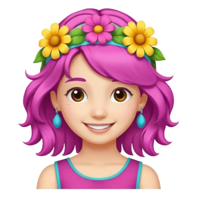 girl with flower hair band  sticker