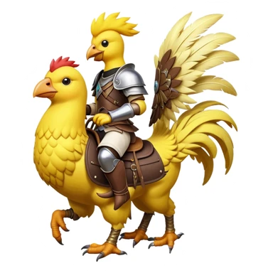 Chocobo with rider, yellow bird carrying a human character sticker