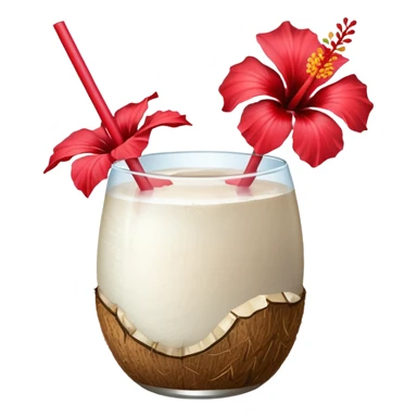 coconut drink with red flowers and summer vibe sticker