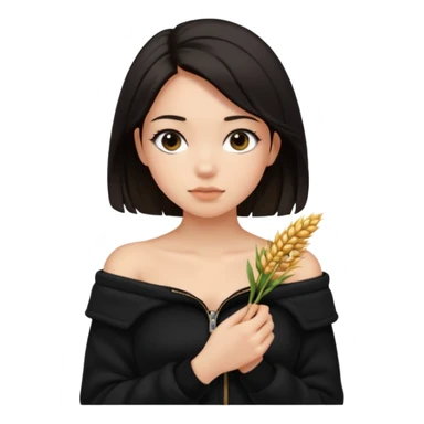  Siyah uzun saçlı ceket giyen esmerimsi kız fazla esmer değil siyah ceket  polar ceket ceket gevşek biraz omzundan çıkıyormuş gibi ve bugday ten rengi soltaraftaki omzundan çıkık sadece içinde de siyah crop var crop omzundan bağlı ve sadece sol omzundan gevşek ceket  sticker