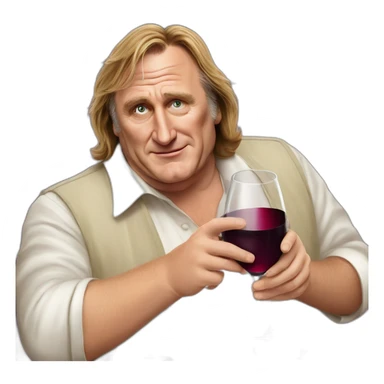 Gérard Depardieu with wine sticker