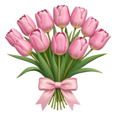 light pink tulip bouquet with light pink bow sticker