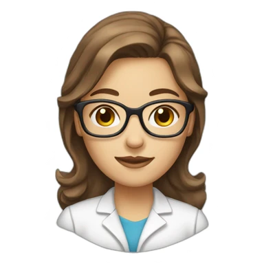 chemist female brown hair light skin with glasses sticker