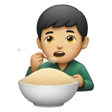 chinese boy eating rice  sticker