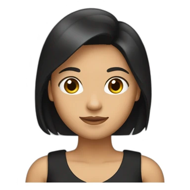 "I am a woman who wears a sleeveless A-line black dress. I have dark brown, straight shoulder-length hair, an oval face, and tan skin. I am of Indonesian descent, specifically from Java." sticker