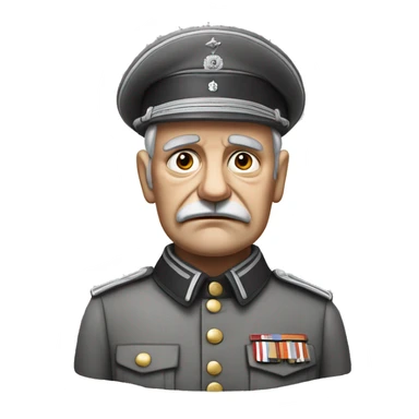 serious old german soldier the middle of the XX century photorealistic gray uniform detailed face with wrinkles, closed mouth, small eyes  sticker
