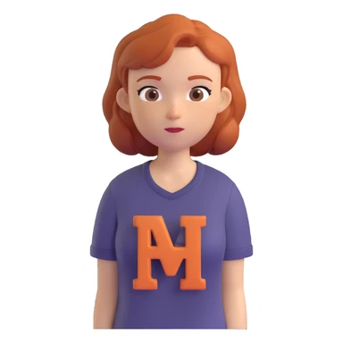 memoji style portrait of a woman with ginger hair, auburn shirt, neutral expression sticker