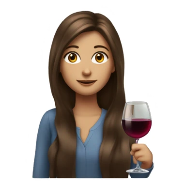 girl with long brown hair and brown eyes, with a glass of wine and KPMG with golden sticker