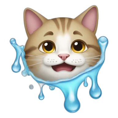 cat upside down with tears flowing in the opposite direction sticker