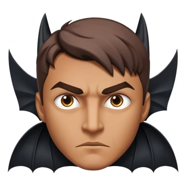 a man with sharp, bat-like eyes, inspired by Batman sticker