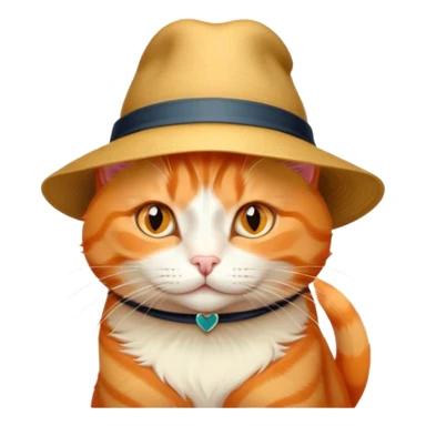 elegant orange cat with hat  sticker