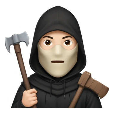 an executioner with a black hood/ sheet on his face so we can't see his face and a big axe in his hand sticker
