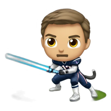 Tom brady fighting a cat with a lightsaber sticker