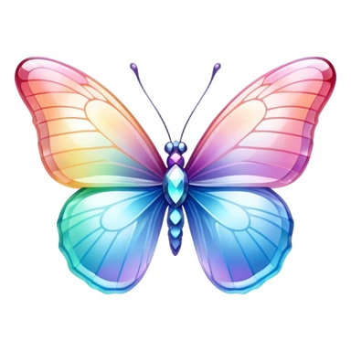 Pastel rainbow-gradient iridescent glass crystal butterfly sticker
