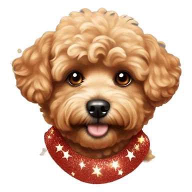 Red maltipoo with glitter garland around his neck sticker