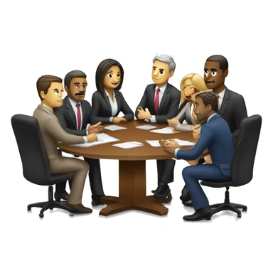 Group of business people sitting around a big table sticker
