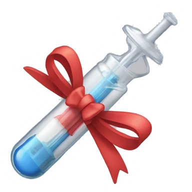 little syringe with a bow on it sticker