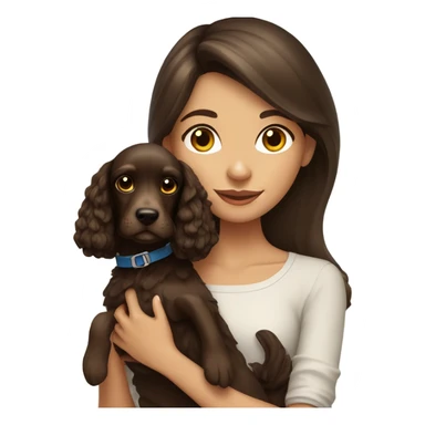 brunette girl with cocker spaniel sticker