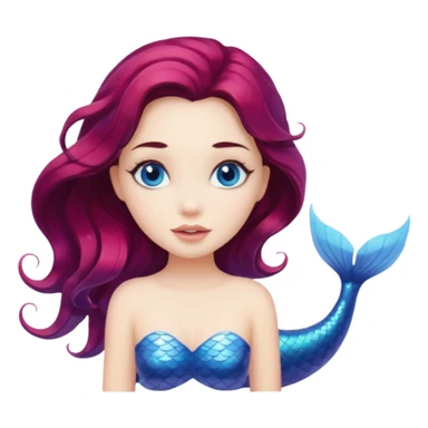 White brunette hair mermaid  sticker