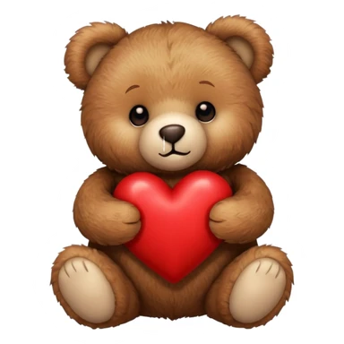 teddy bear holding a heart sticker