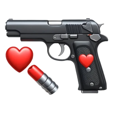 Black hand gun shooting a heart bullets out of it sticker
