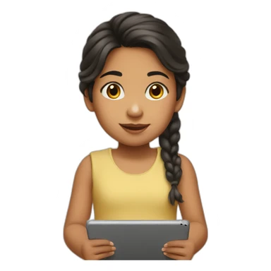 Little Latino girl with an ipad sticker