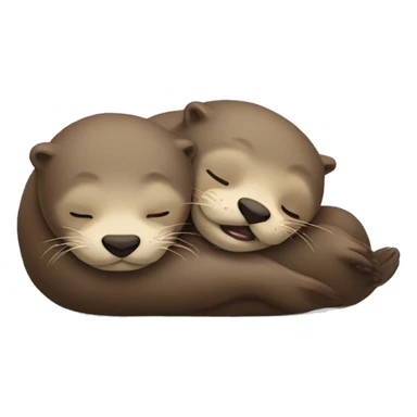 Two otters sleeping together, heart emoji above them sticker