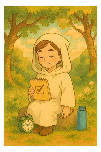 habit symbol, ghibli style sticker